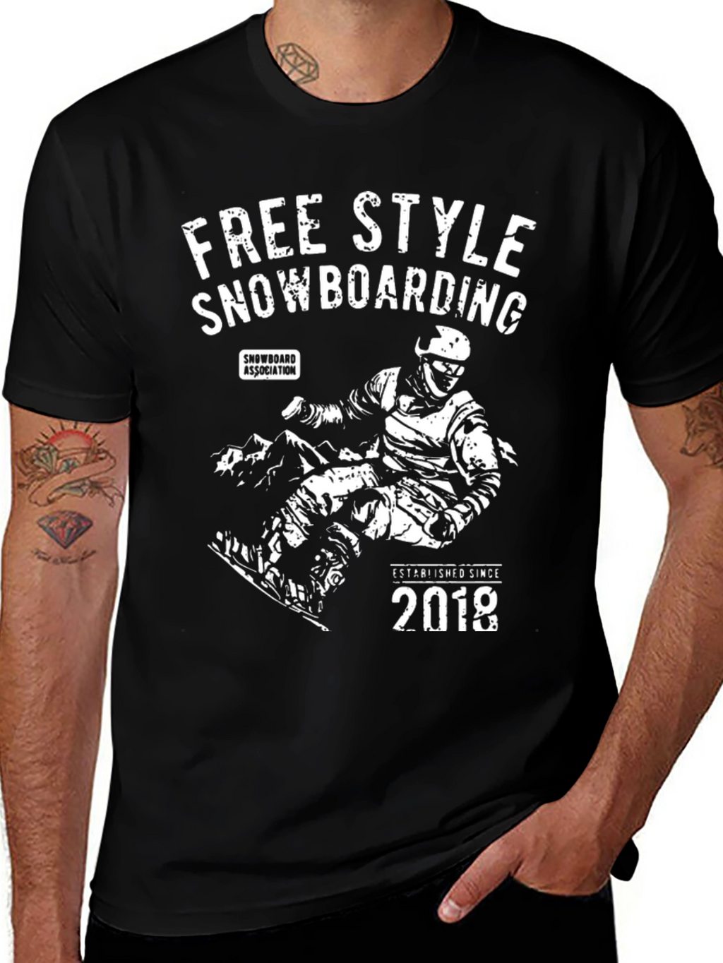 Freestyle Snowboarding Graphic Tee - Black Cotton T-Shirt