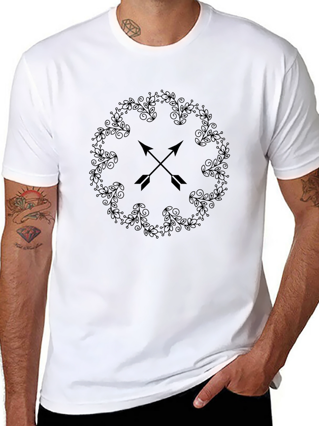 Mens Black Arrow Wreath Graphic Tee