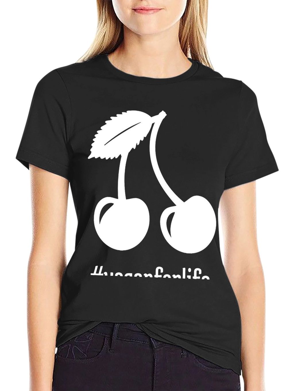 Cherry Design Black T-Shirt