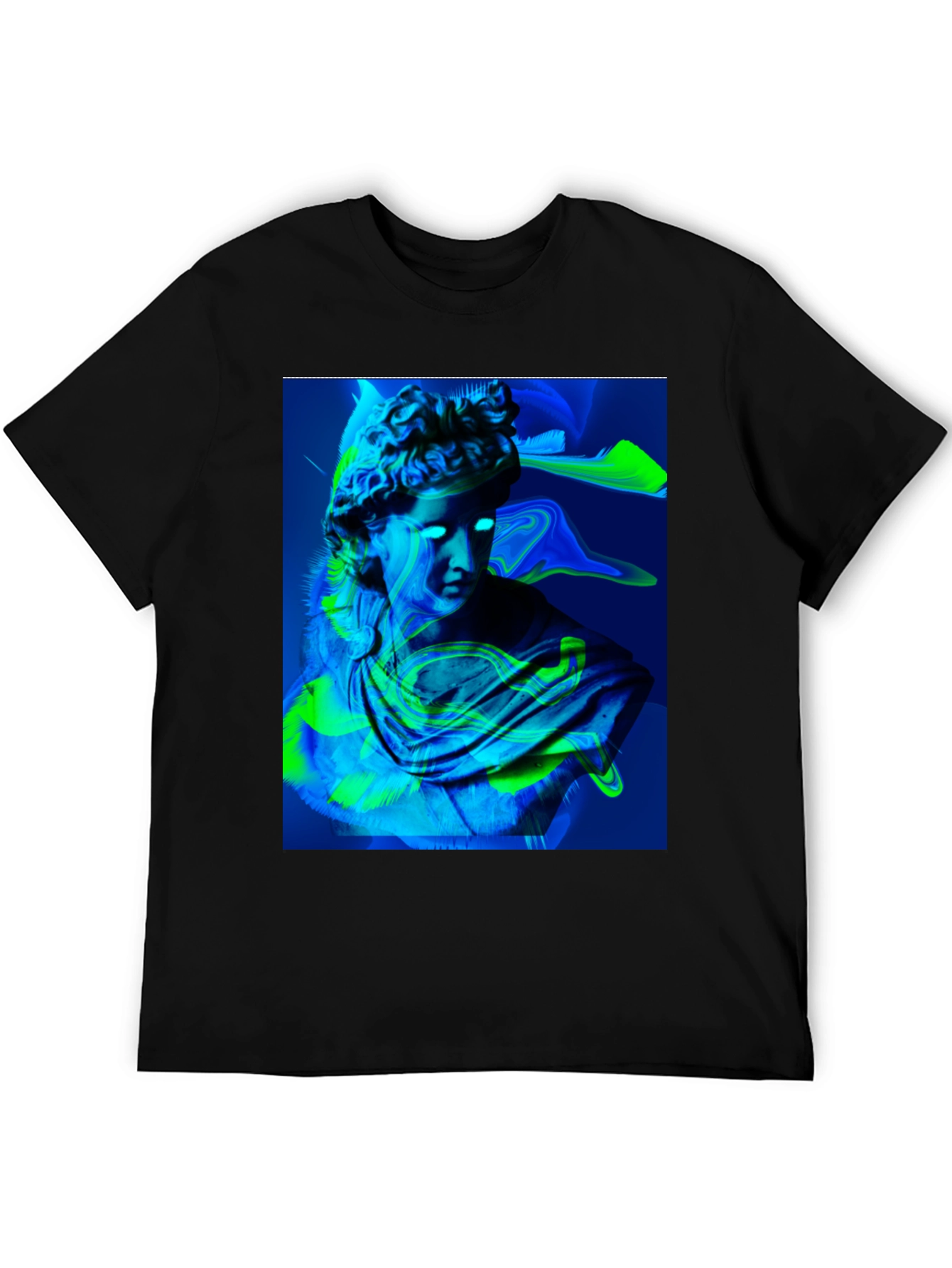 Neon Bust Graphic Tee - Black Cotton T-Shirt