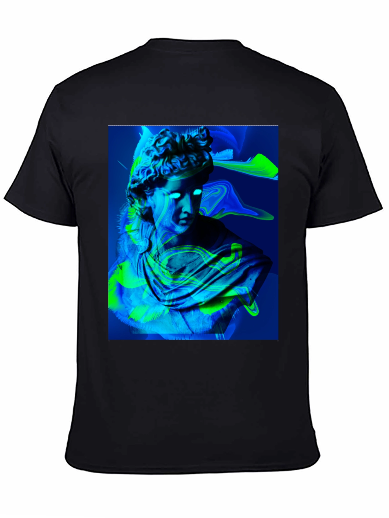 Neon Bust Graphic Tee - Black Cotton T-Shirt