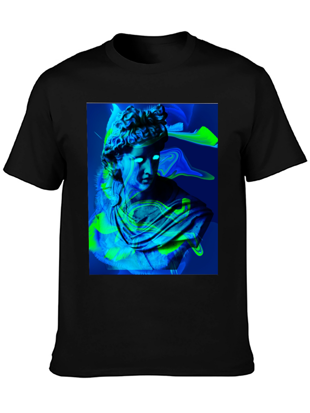 Neon Bust Graphic Tee - Black Cotton T-Shirt