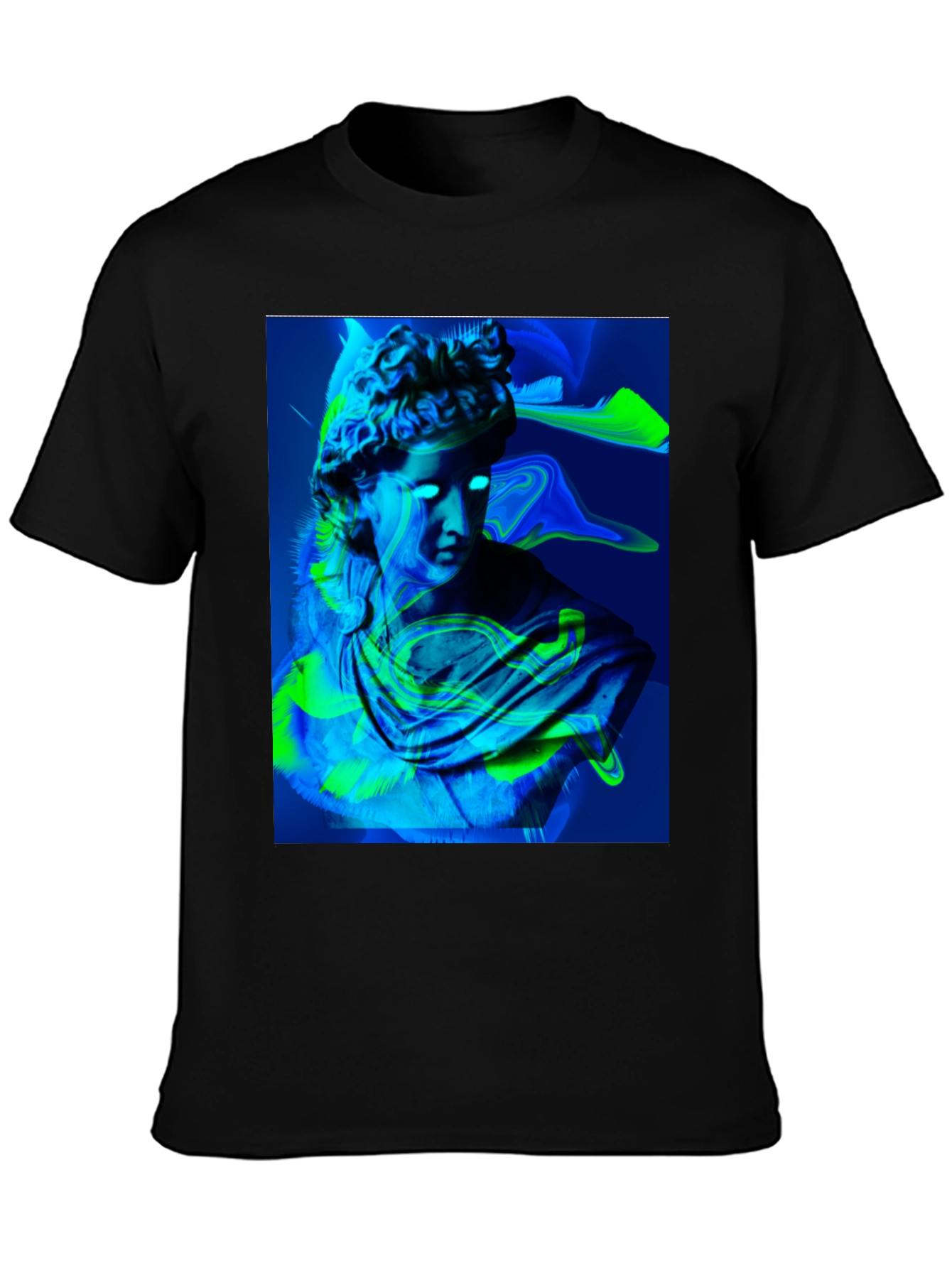 Neon Bust Graphic Tee - Black Cotton T-Shirt