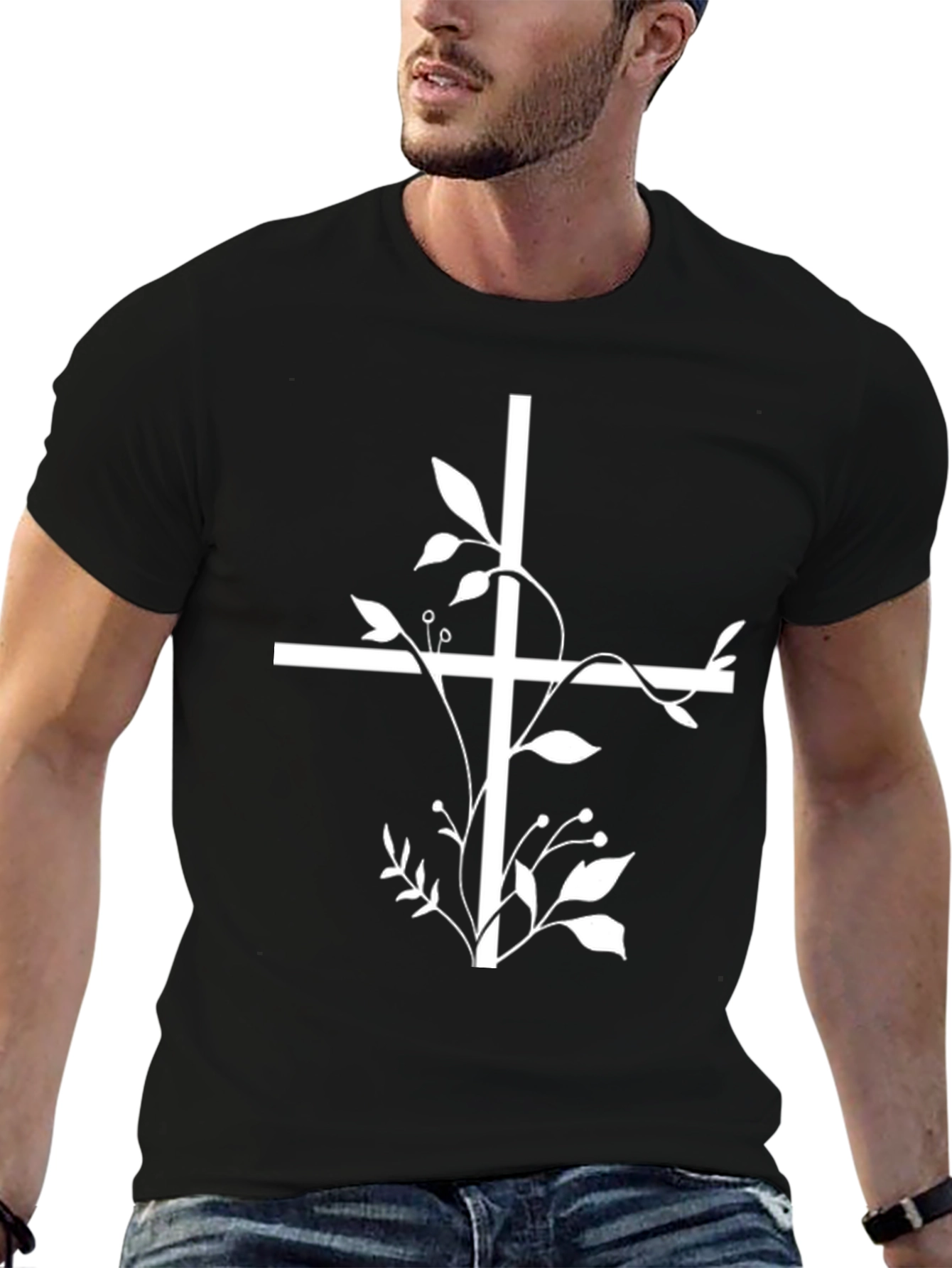 Floral Cross Graphic Tee - Christian T-Shirt