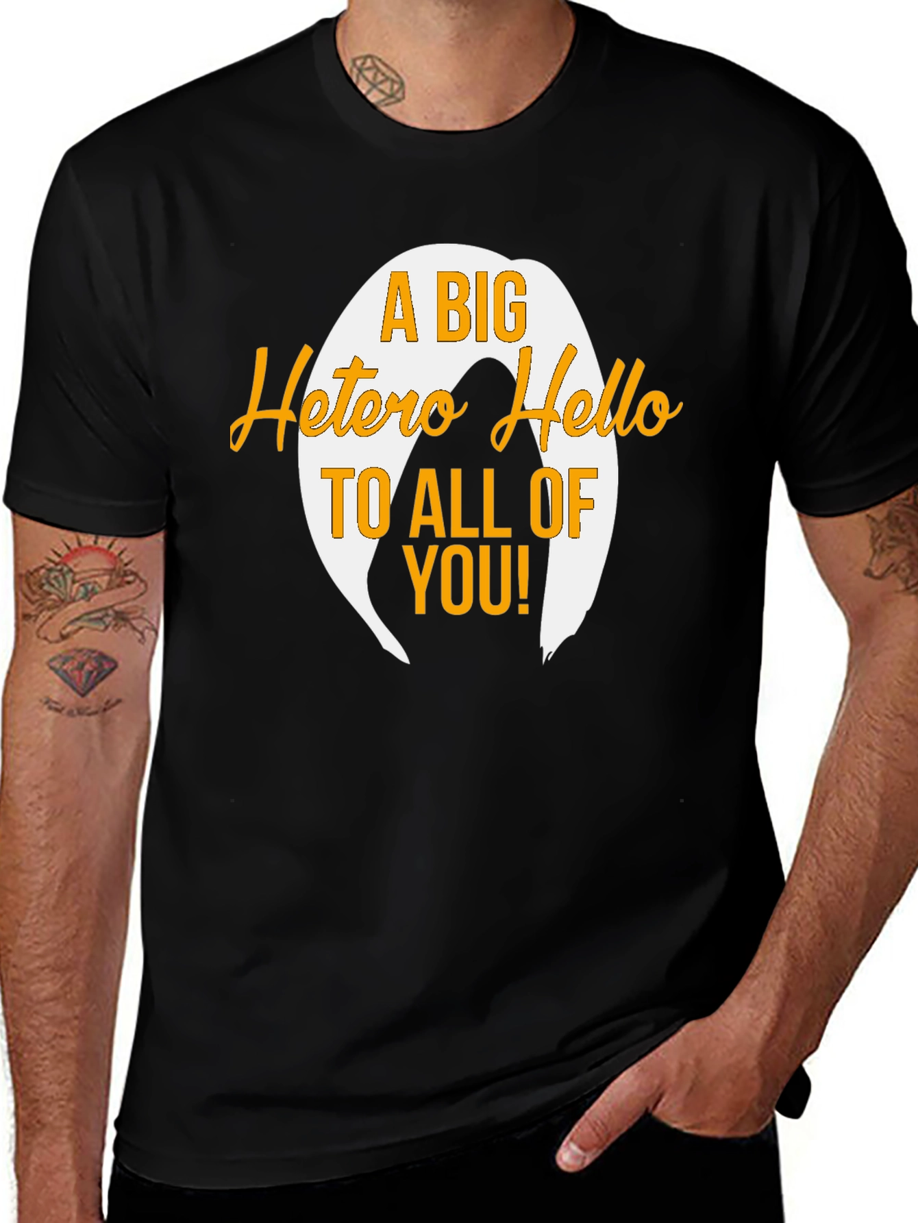 A Big Hetero Hello Black T-Shirt