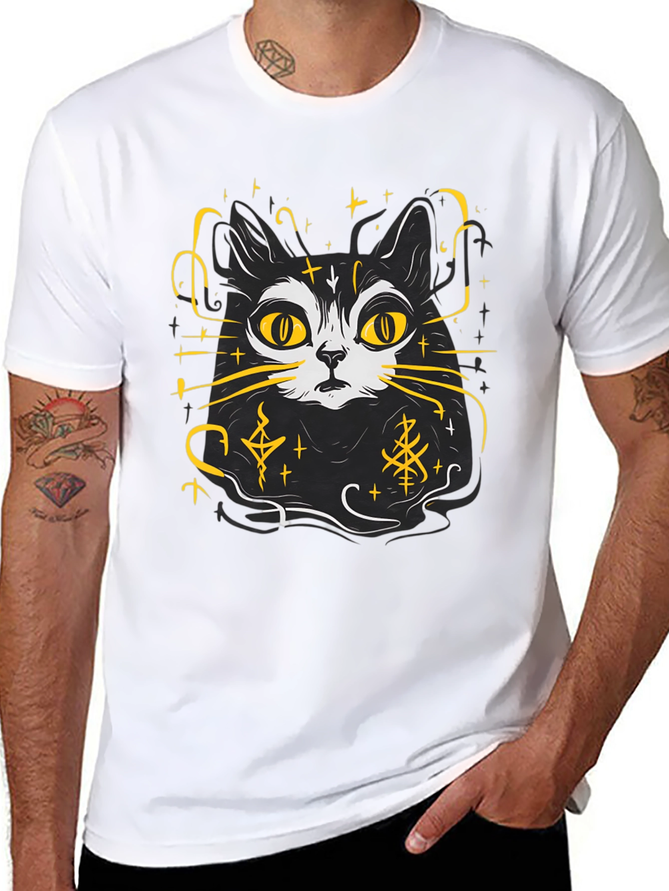 Mystic Cat T-Shirt - Black Graphic Tee