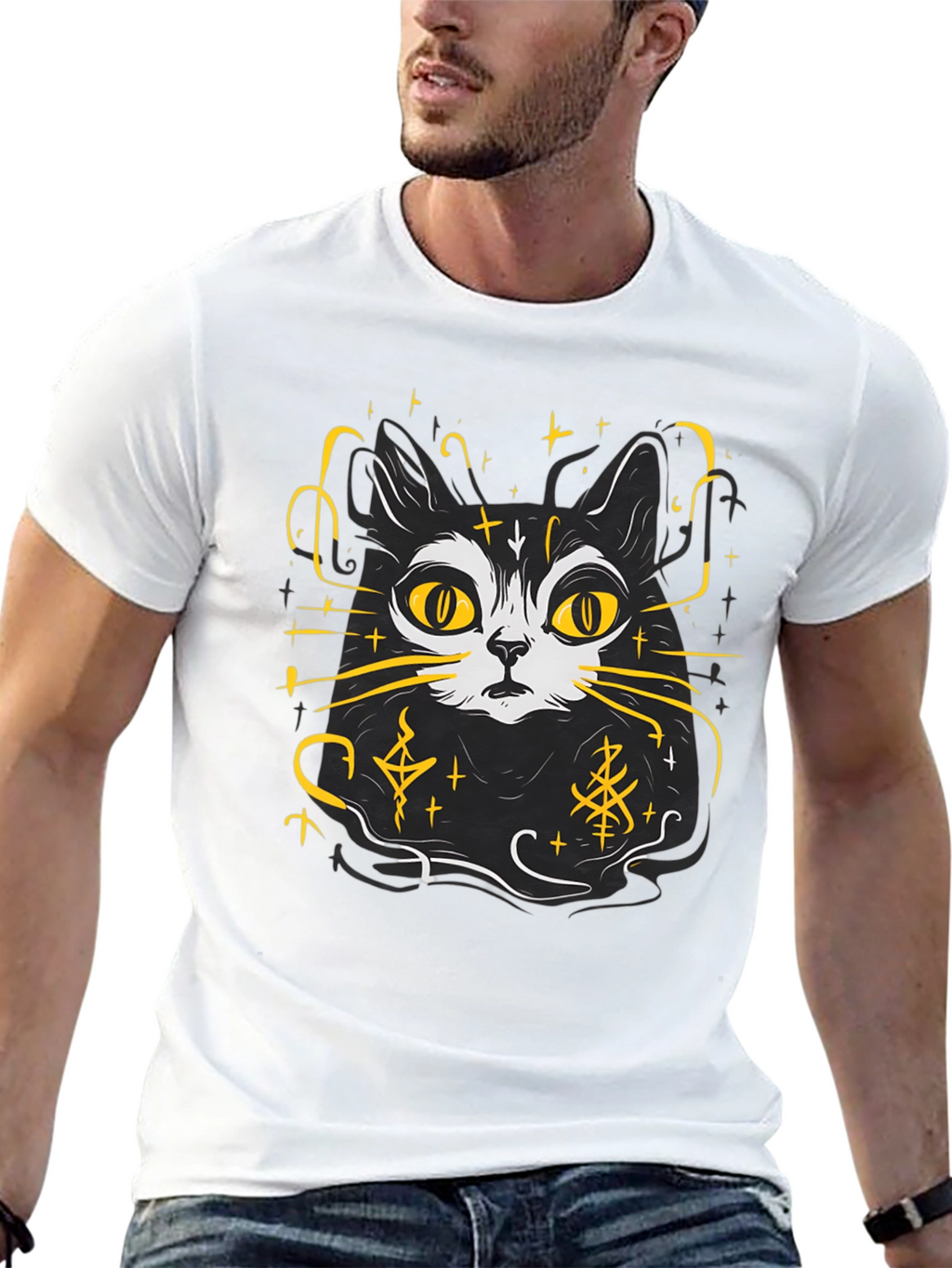 Mystic Cat T-Shirt - Black Graphic Tee