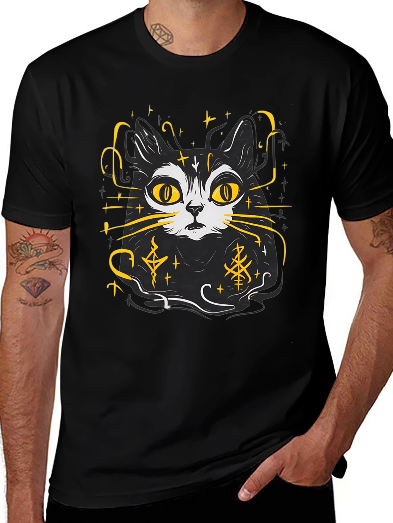 Mystic Cat T-Shirt - Black Graphic Tee
