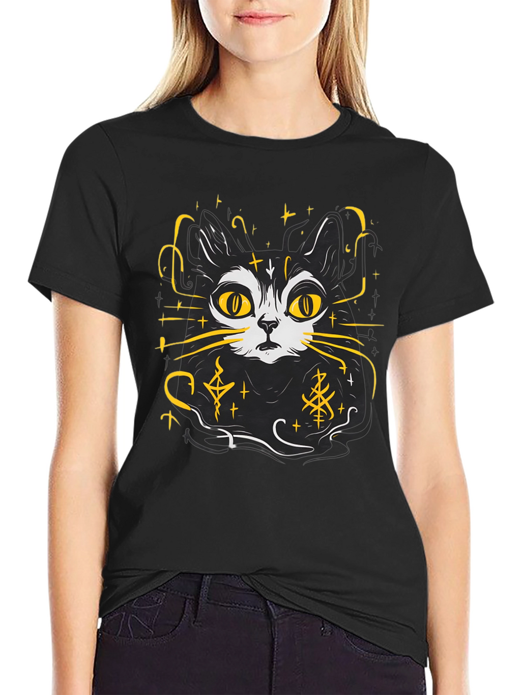 Mystic Cat T-Shirt - Black Graphic Tee