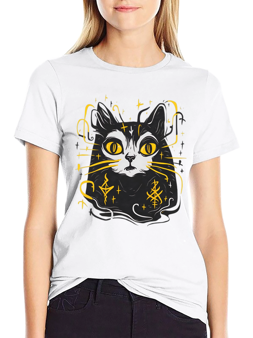 Mystic Cat T-Shirt - Black Graphic Tee