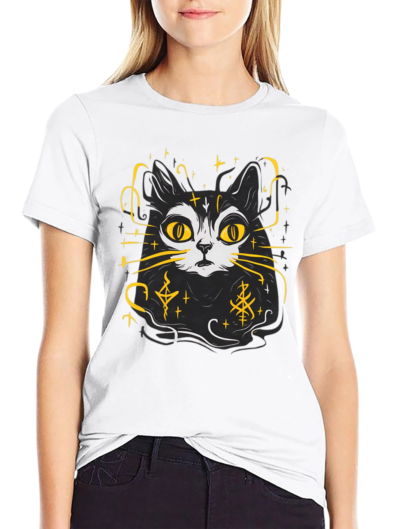 Mystic Cat T-Shirt - Black Graphic Tee