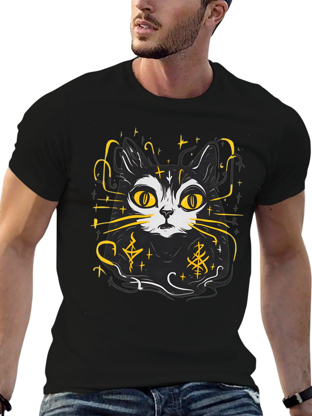 Mystic Cat T-Shirt - Black Graphic Tee