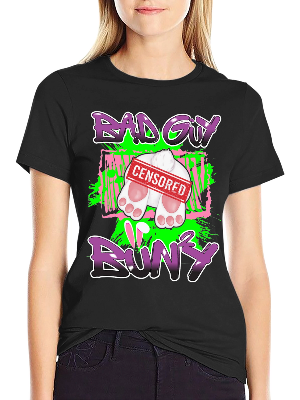 Bad Guy Bunny Censored Graphic T-Shirt