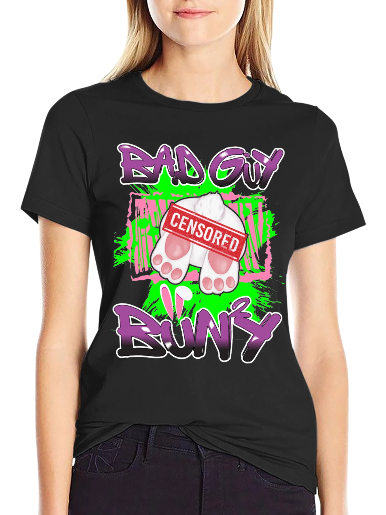Bad Guy Bunny Censored Graphic T-Shirt