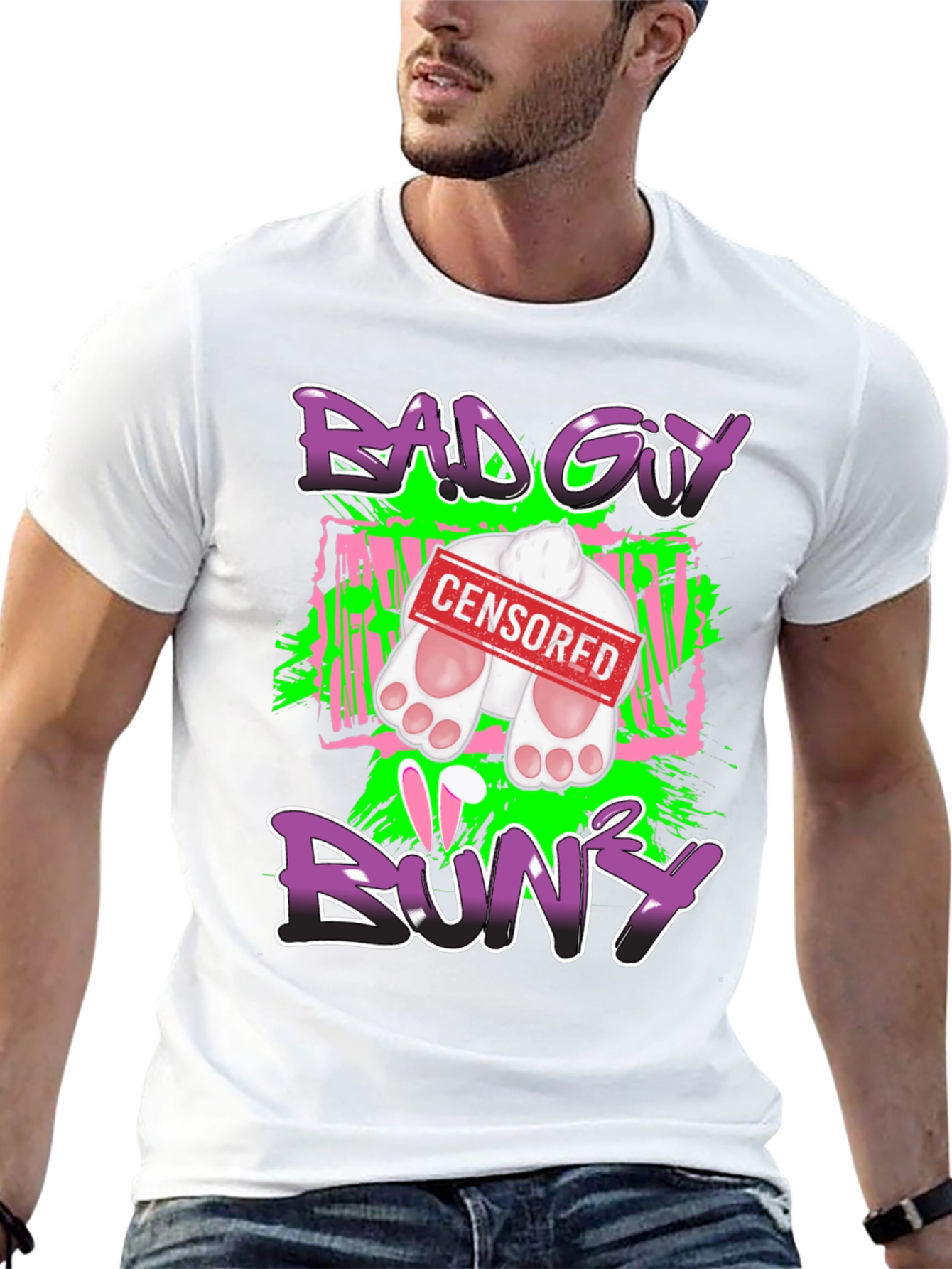 Bad Guy Bunny Censored Graphic T-Shirt