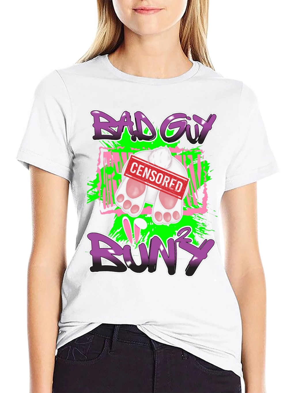 Bad Guy Bunny Censored Graphic T-Shirt