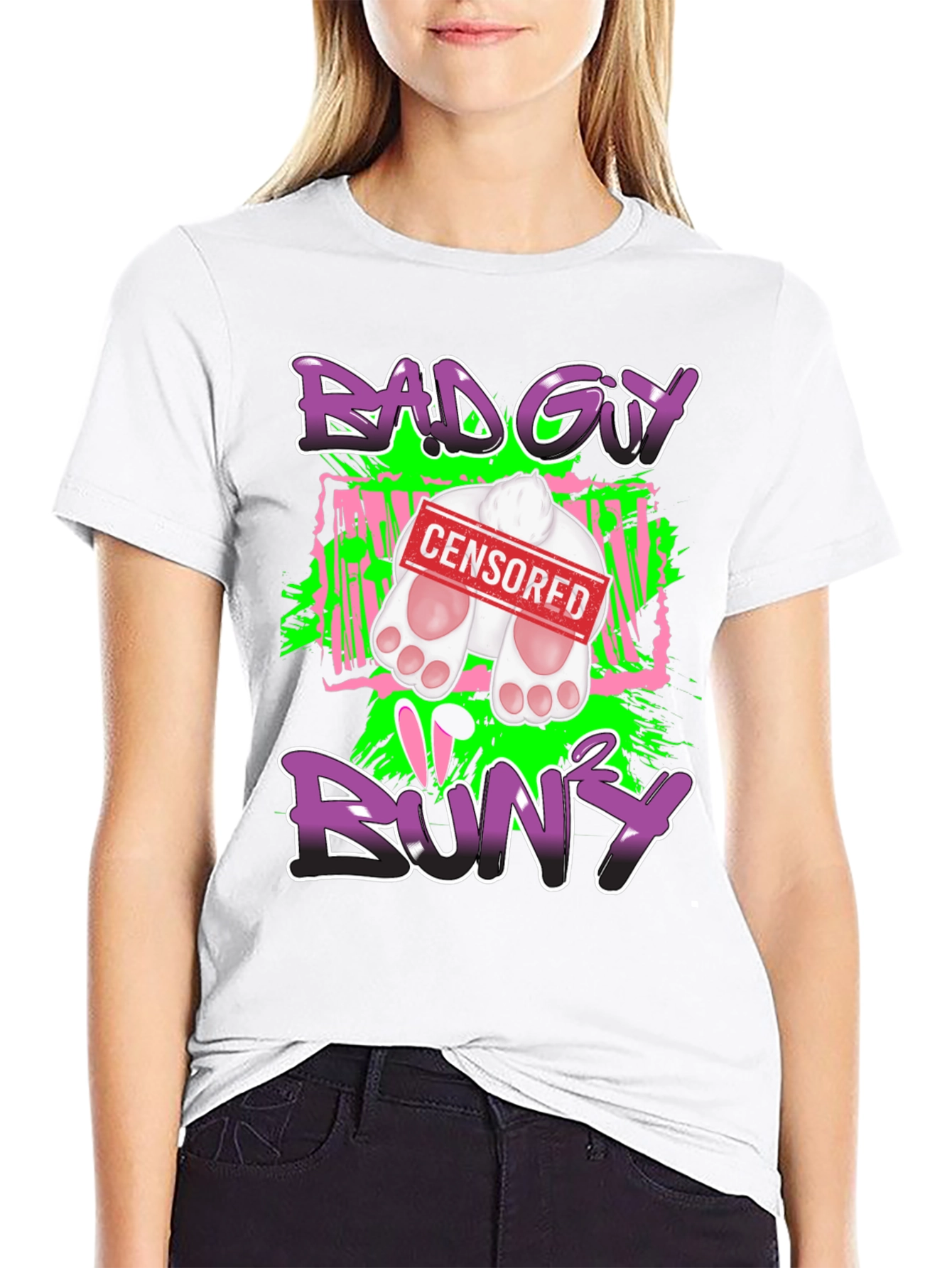 Bad Guy Bunny Censored Graphic T-Shirt