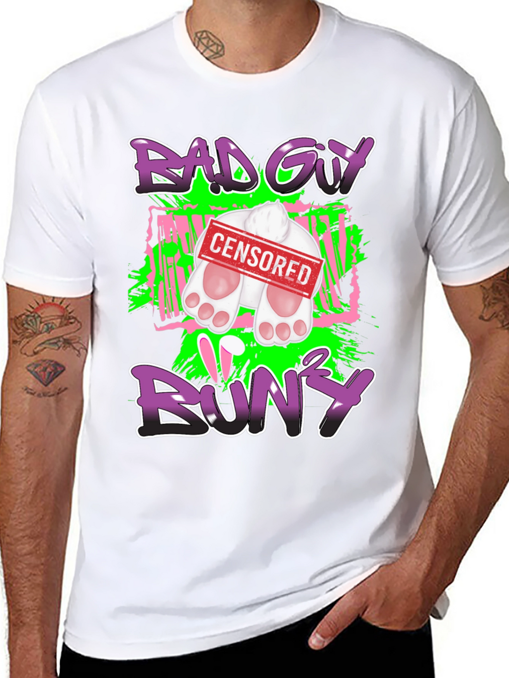 Bad Guy Bunny Censored Graphic T-Shirt