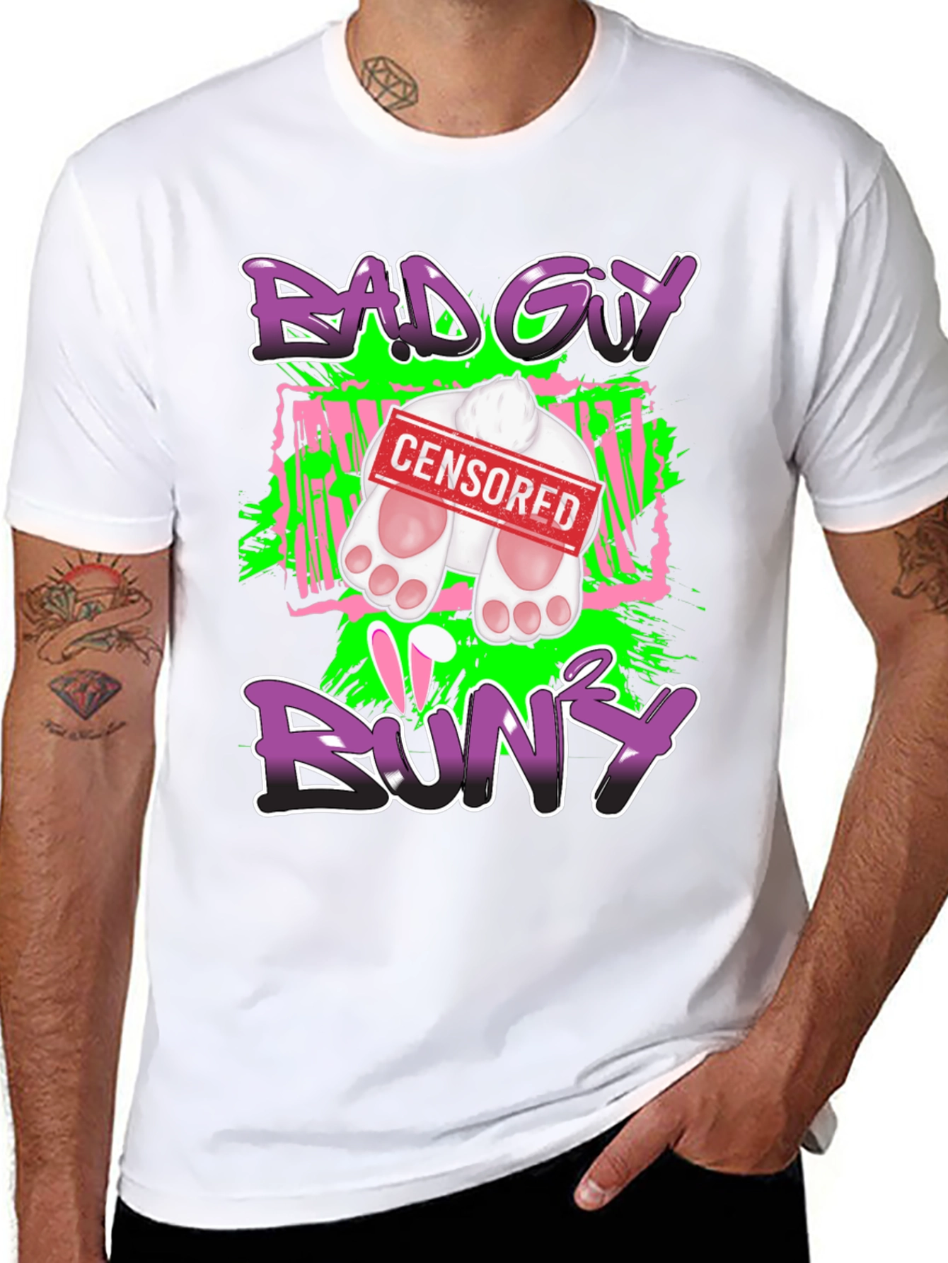 Bad Guy Bunny Censored Graphic T-Shirt