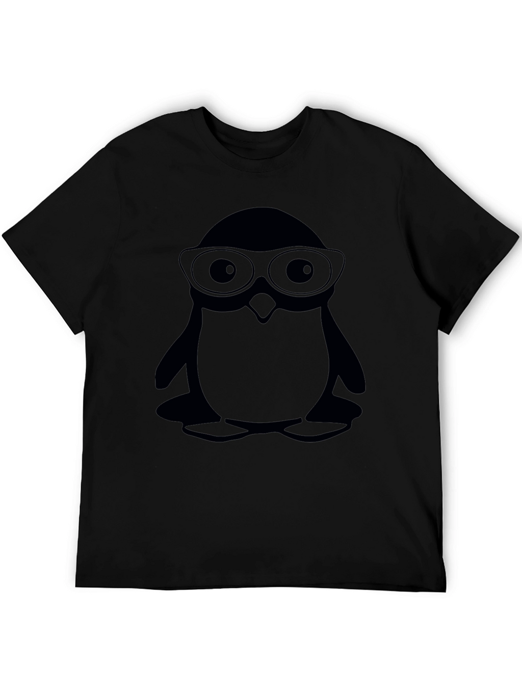 Penguin With Glasses Black T-Shirt