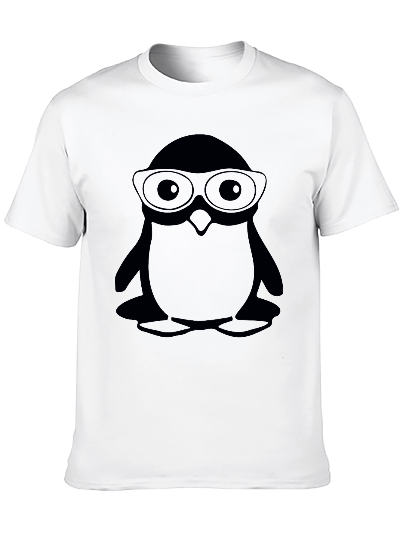 Penguin With Glasses Black T-Shirt
