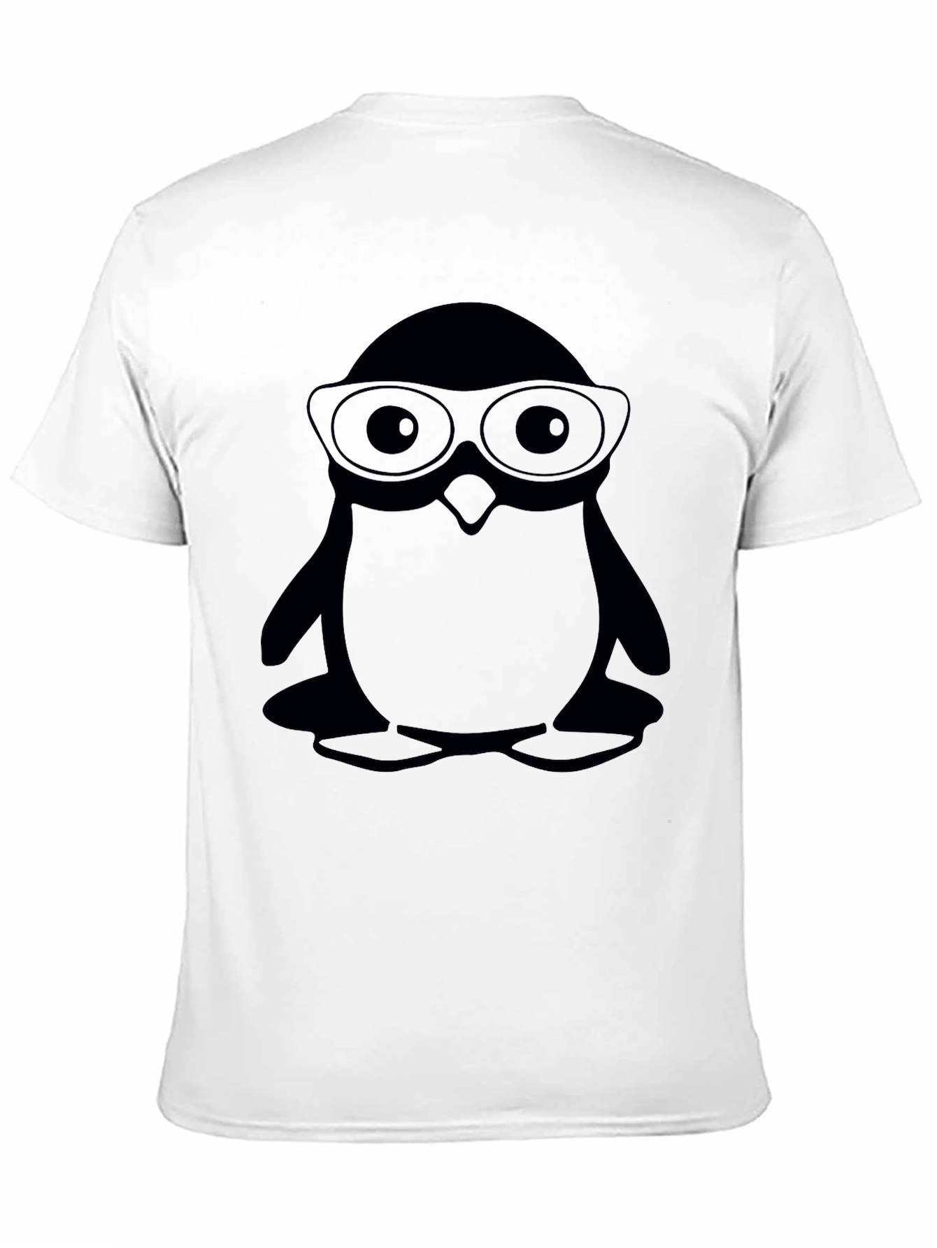 Penguin With Glasses Black T-Shirt