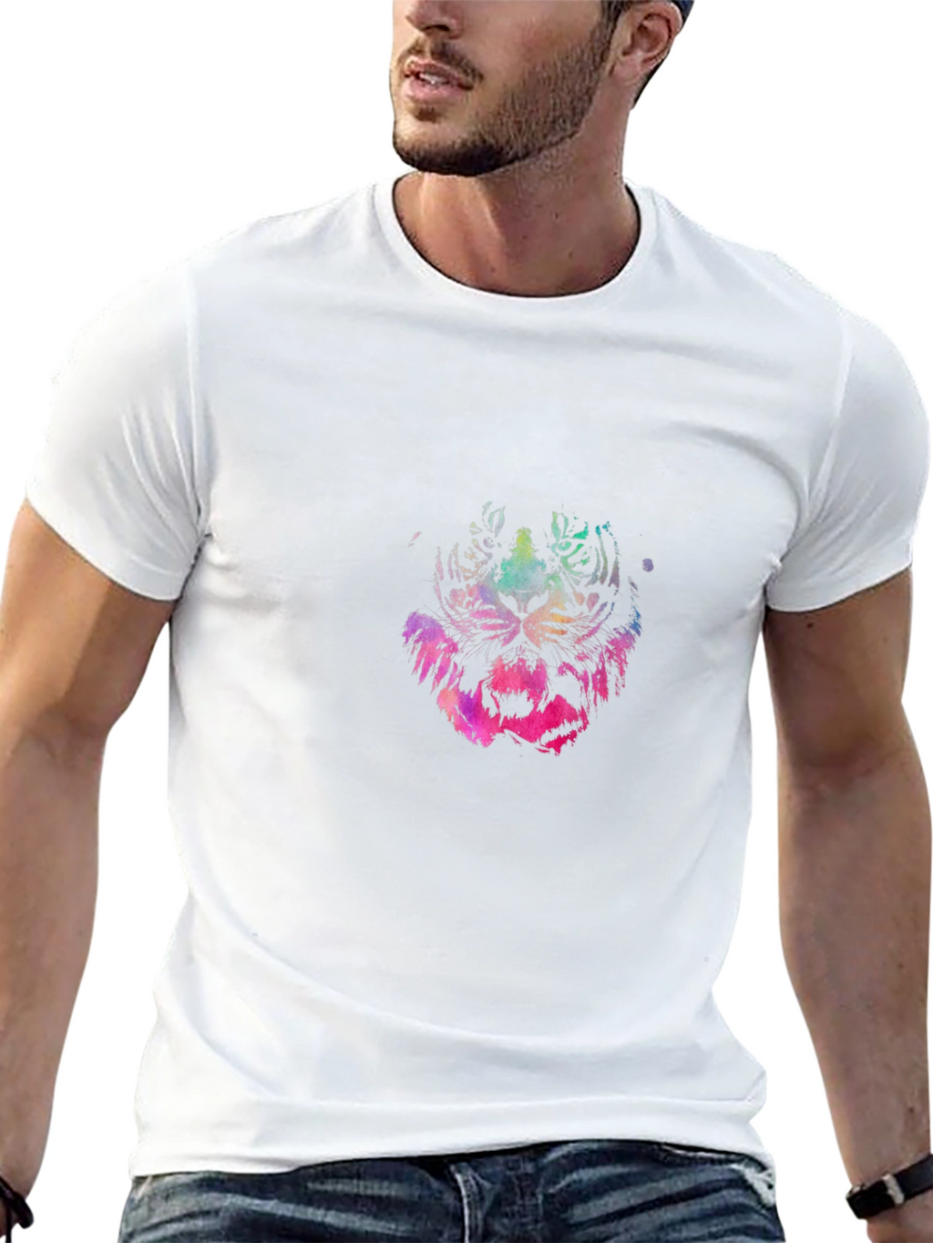 Vibrant Tiger Graphic Black T-Shirt