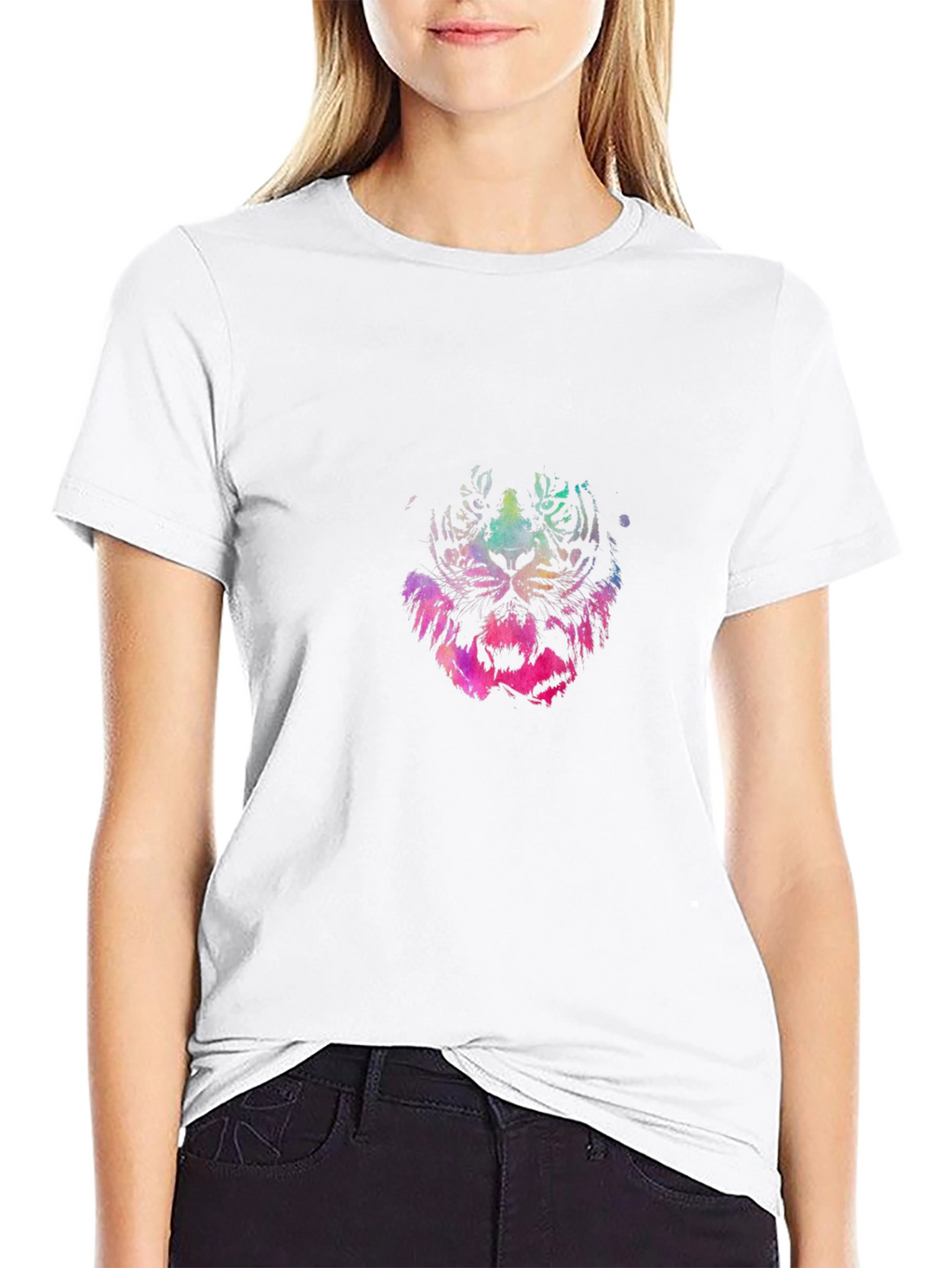 Vibrant Tiger Graphic Black T-Shirt