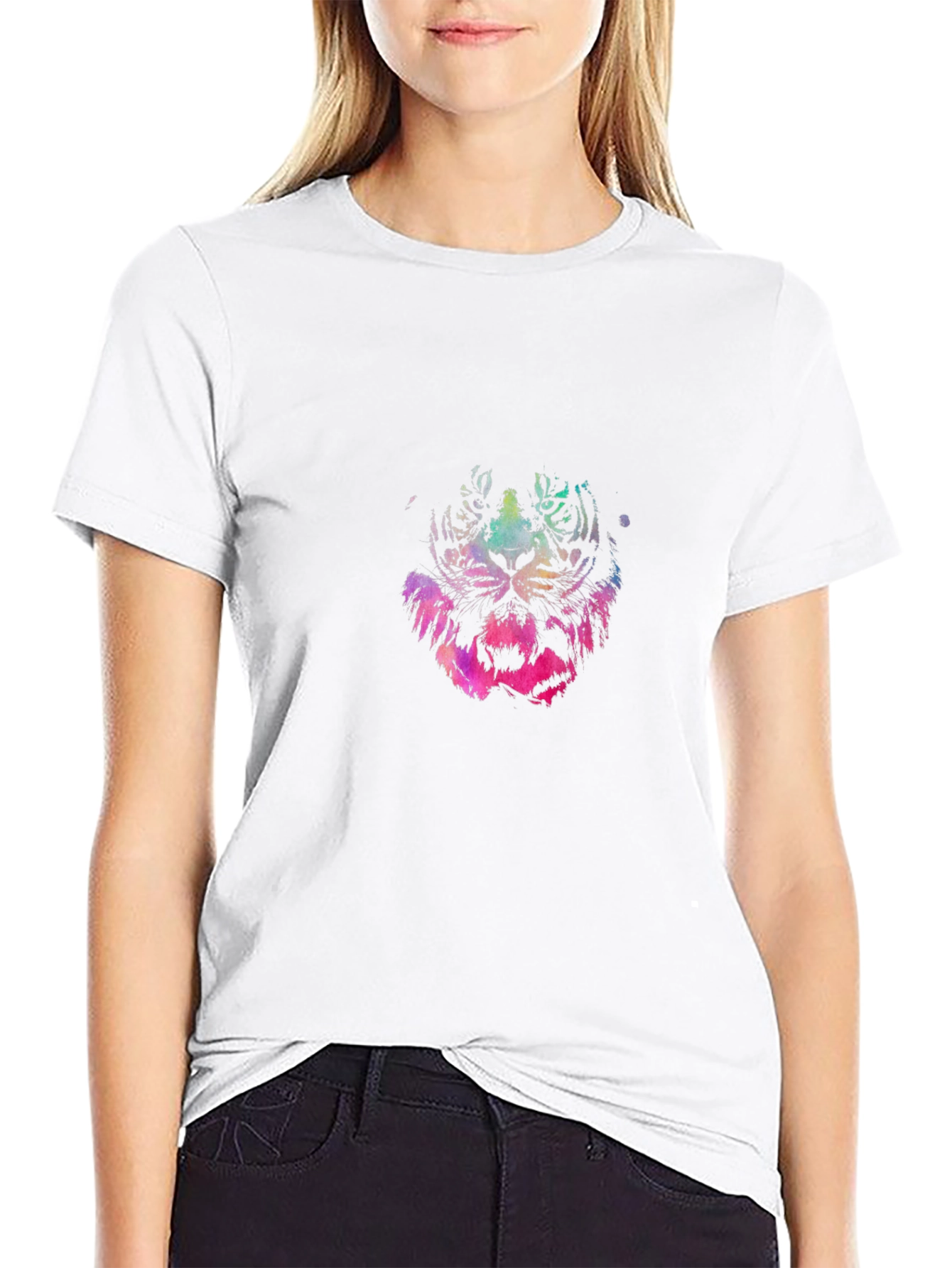 Vibrant Tiger Graphic Black T-Shirt