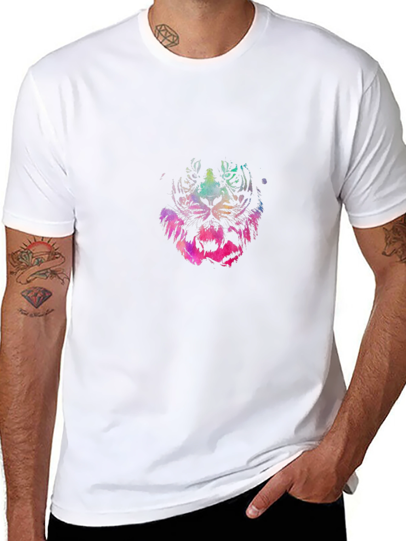 Vibrant Tiger Graphic Black T-Shirt