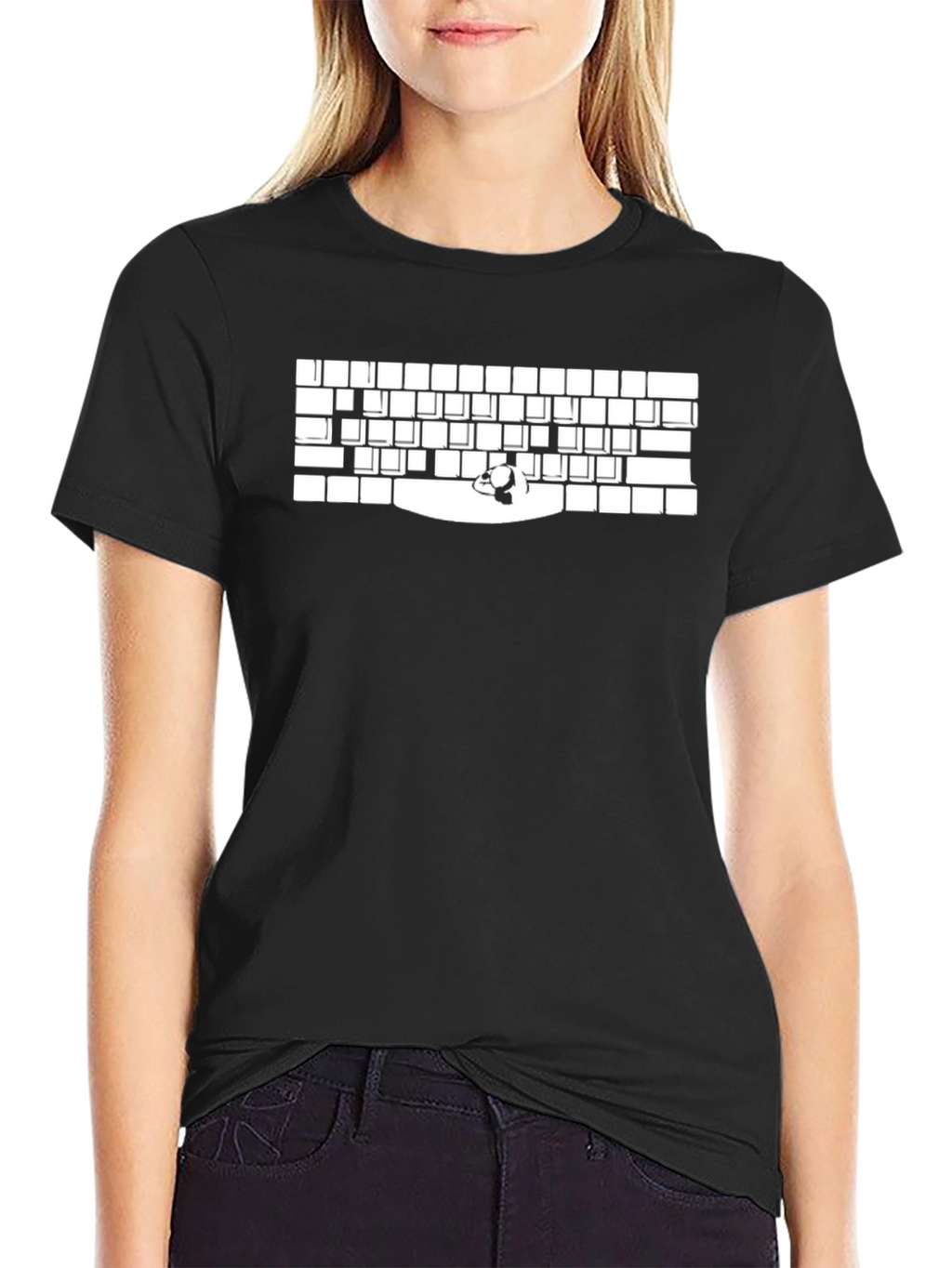 Keyboard Panda T-Shirt - Black Graphic Tee
