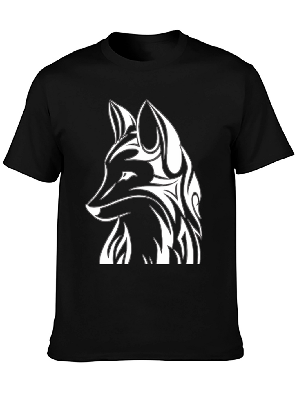 Tribal Fox Graphic Tee - Black Cotton T-Shirt
