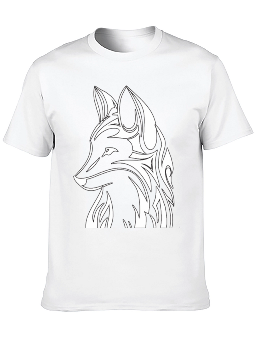 Tribal Fox Graphic Tee - Black Cotton T-Shirt
