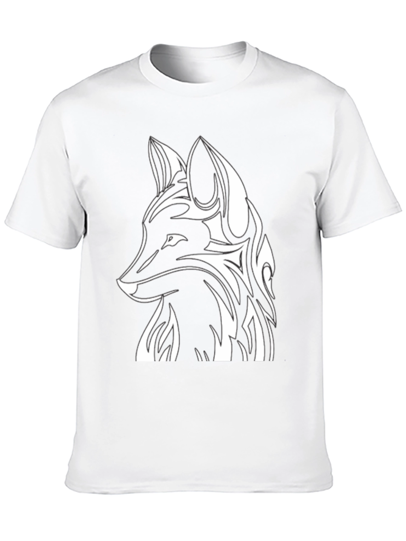Tribal Fox Graphic Tee - Black Cotton T-Shirt