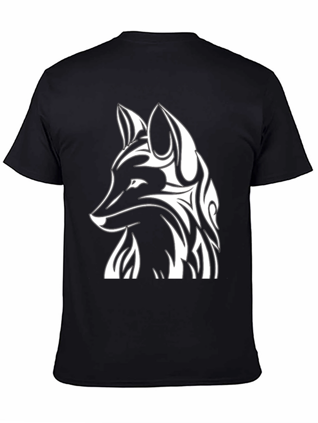 Tribal Fox Graphic Tee - Black Cotton T-Shirt