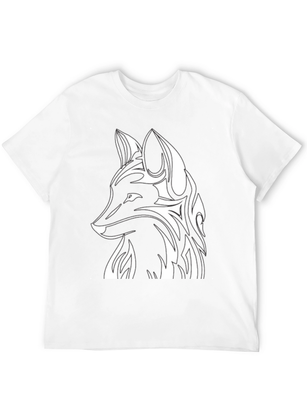 Tribal Fox Graphic Tee - Black Cotton T-Shirt