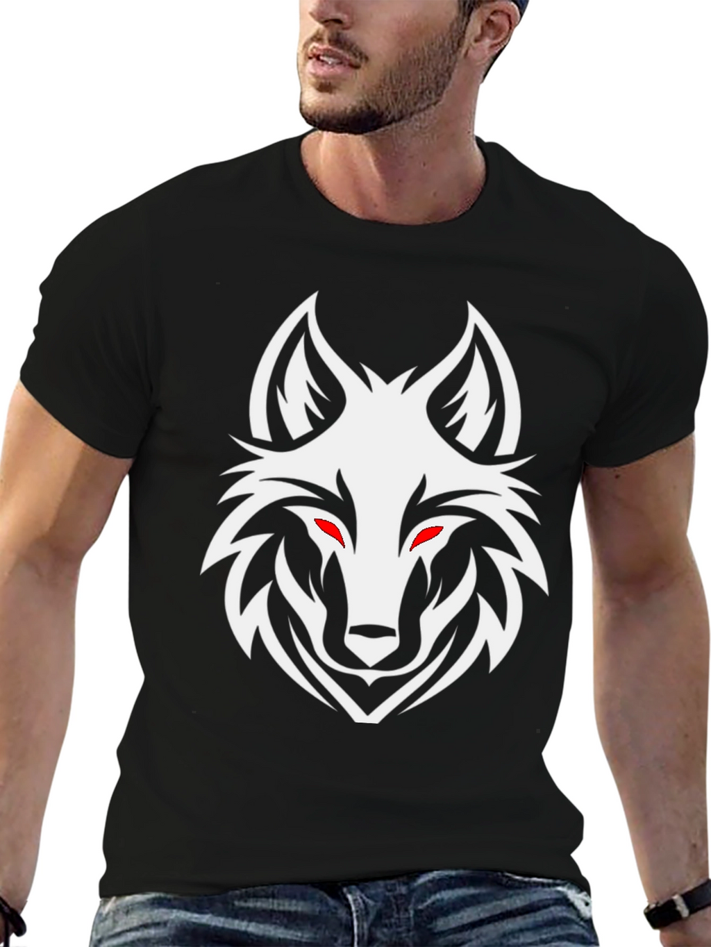 Black Wolf Head Graphic Tee