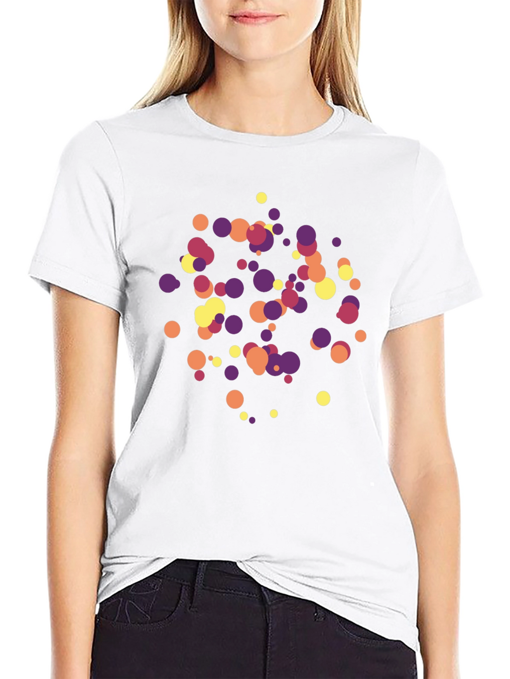 Modern Dots Graphic Print Black T-Shirt