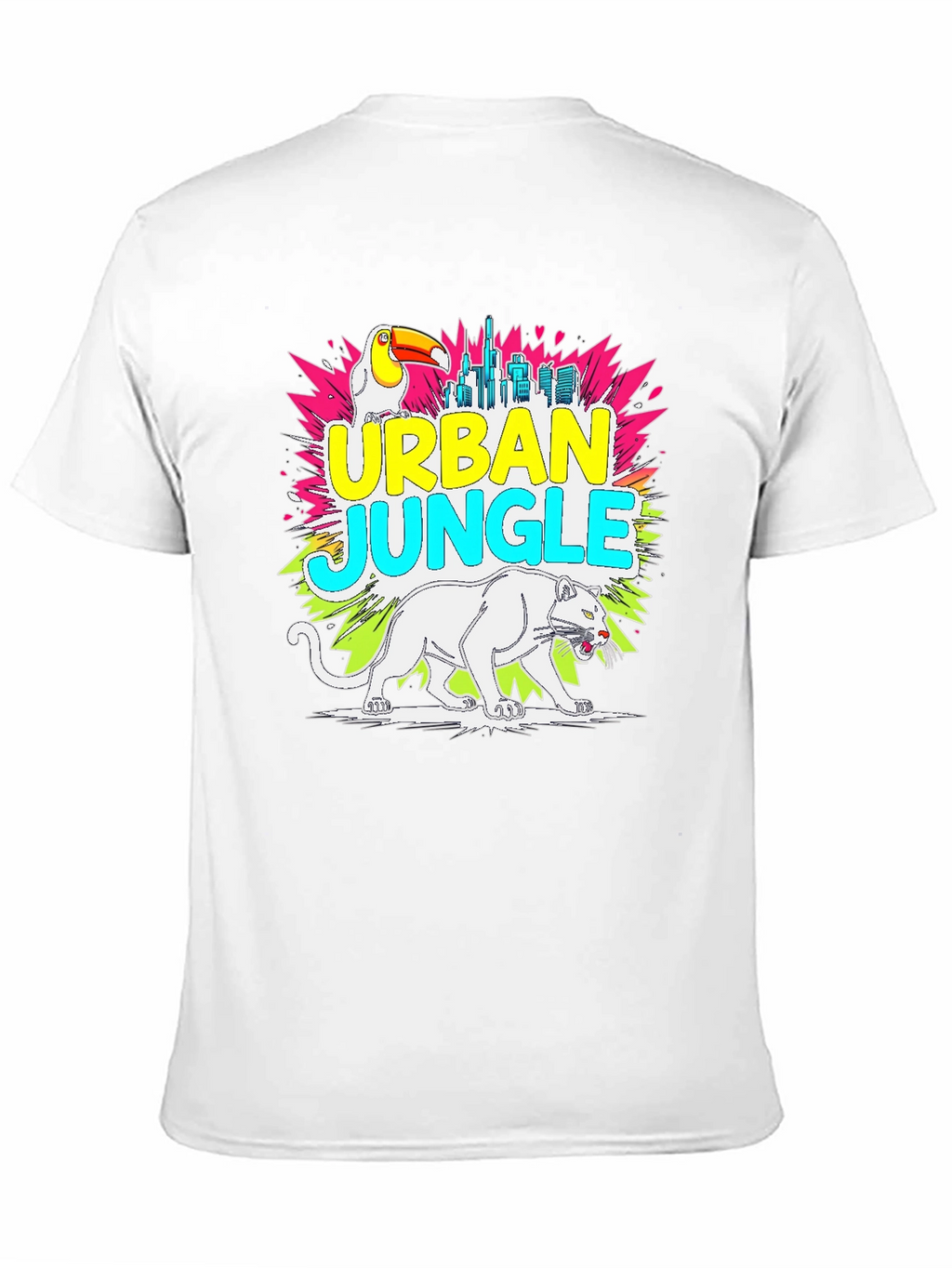 Urban Jungle Graphic Tee - Toucan Panther Cityscape
