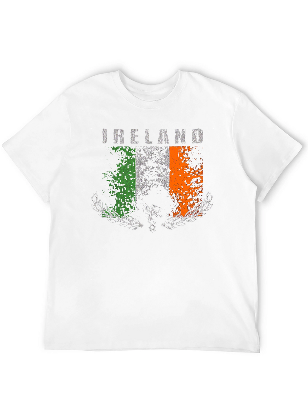 Distressed Ireland Flag Graphic Tee - Black Cotton T-Shirt