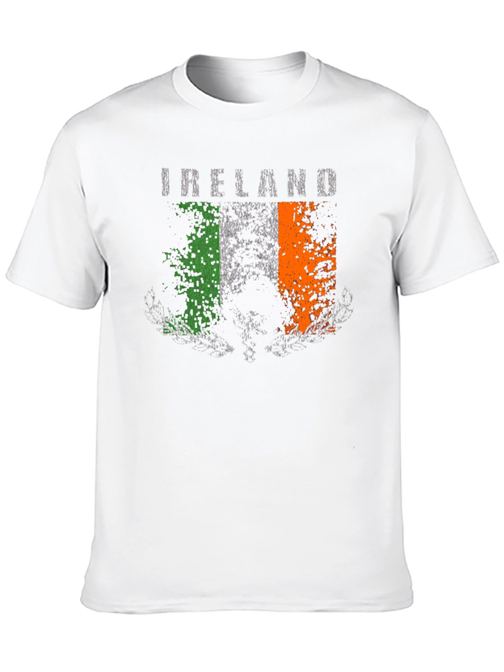Distressed Ireland Flag Graphic Tee - Black Cotton T-Shirt