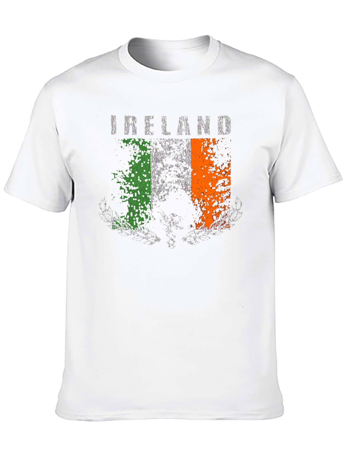 Distressed Ireland Flag Graphic Tee - Black Cotton T-Shirt