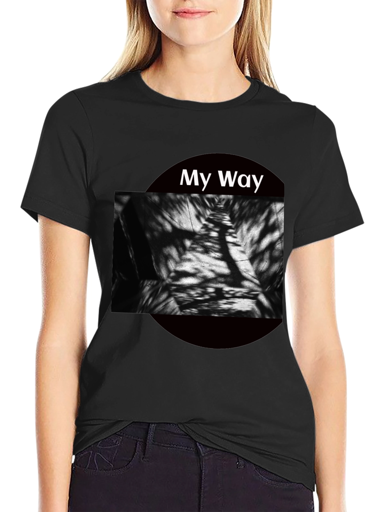 My Way Graphic Tee - Modern Abstract Black T-Shirt