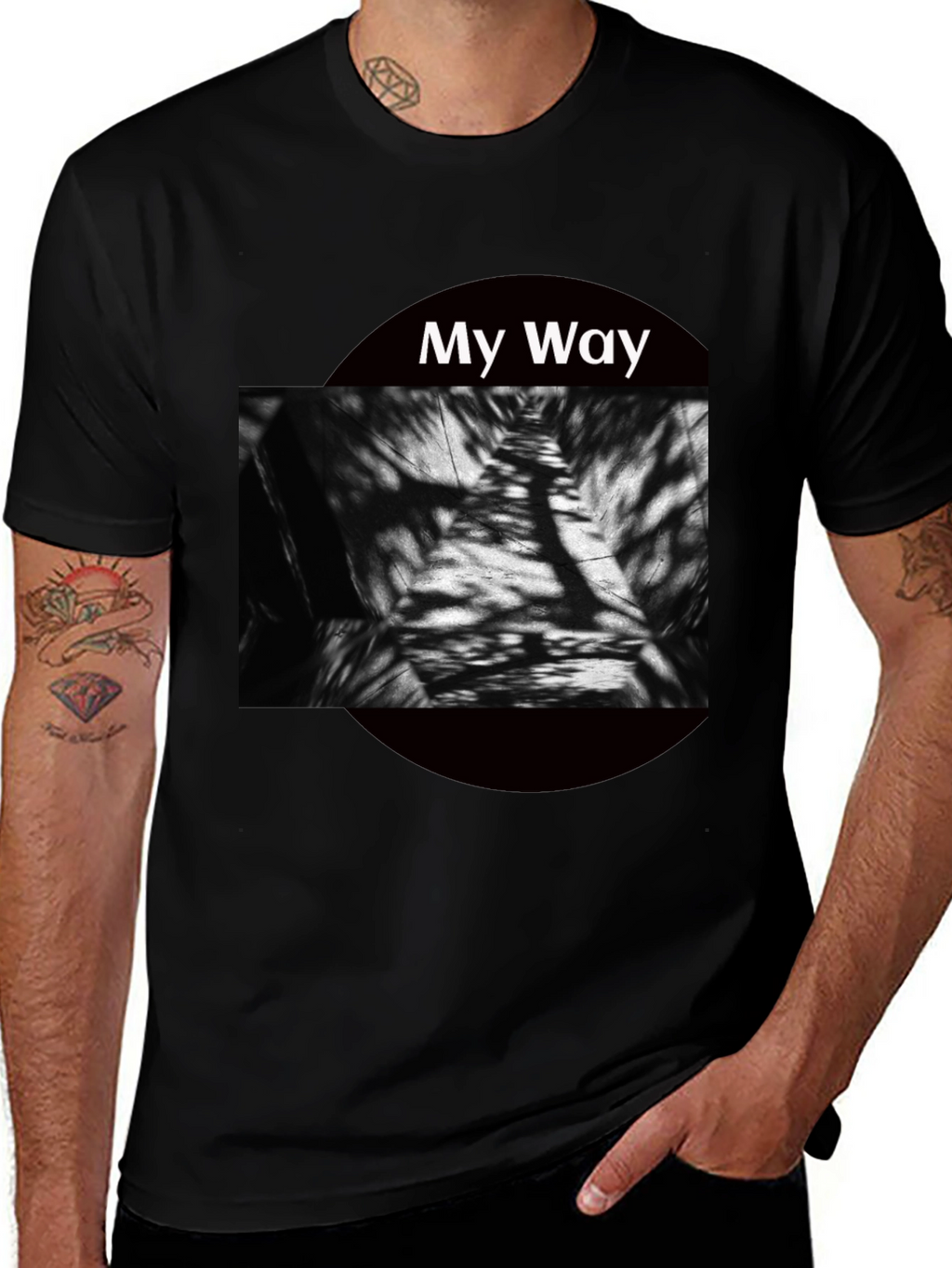 My Way Graphic Tee - Modern Abstract Black T-Shirt