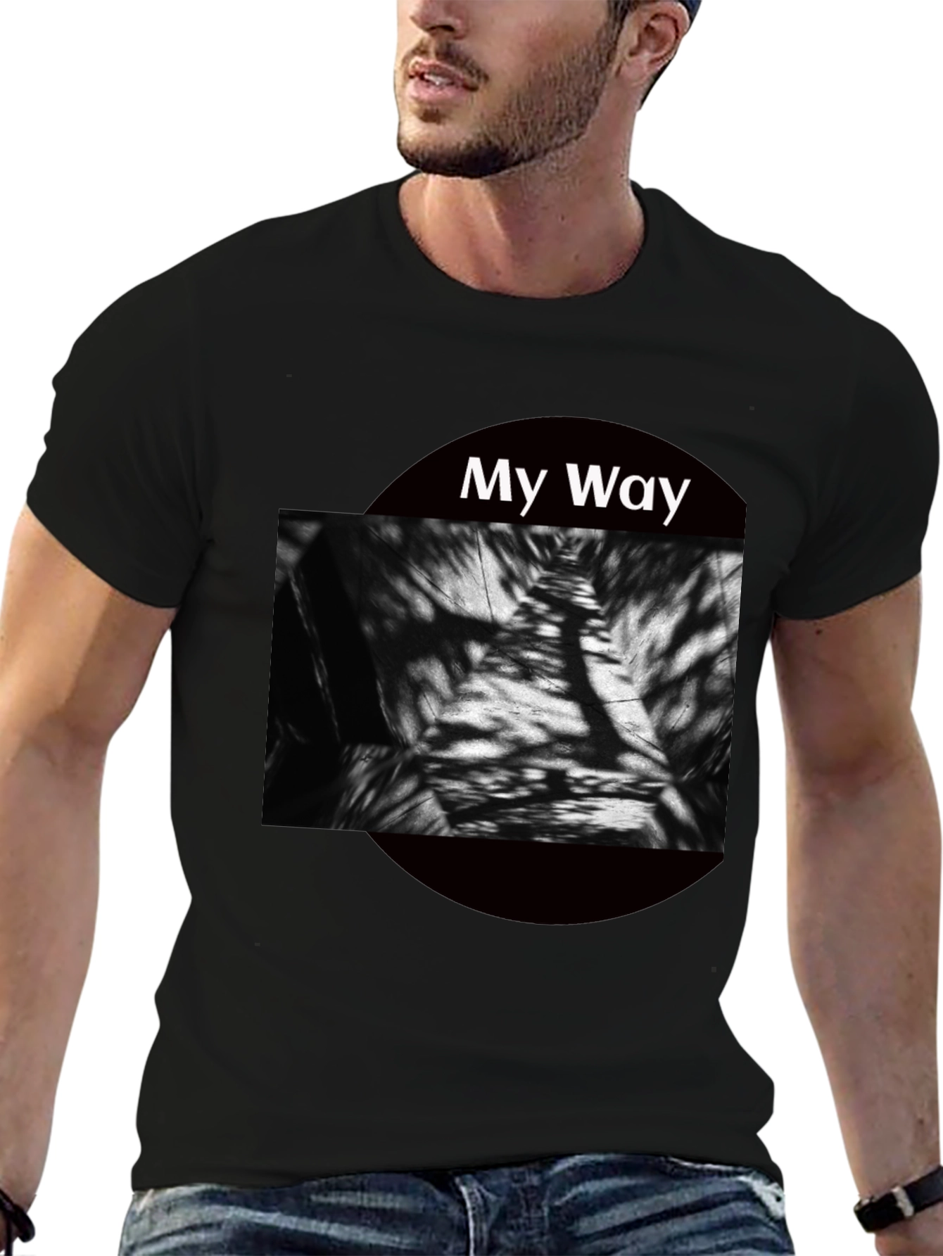 My Way Graphic Tee - Modern Abstract Black T-Shirt