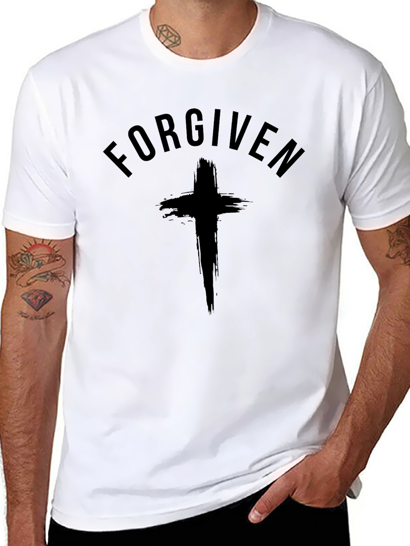 Forgiven Christian T-Shirt with Cross Graphic