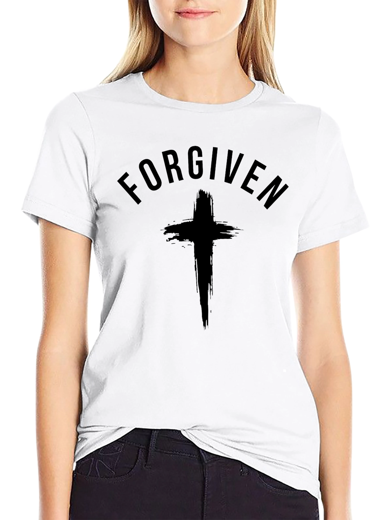 Forgiven Christian T-Shirt with Cross Graphic