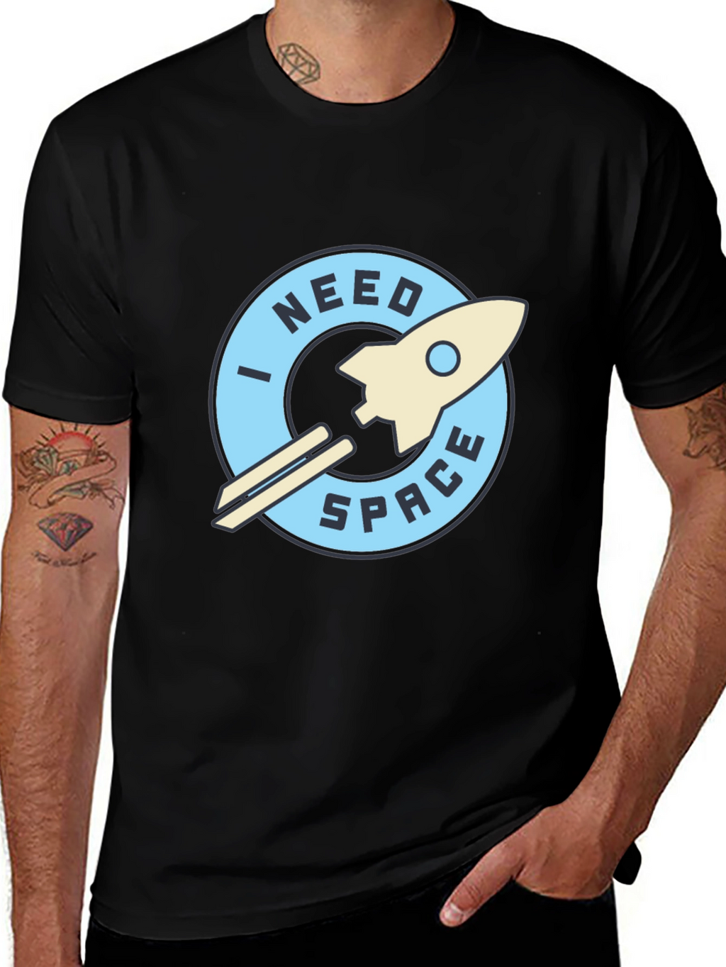 I Need Space Black Graphic T-Shirt