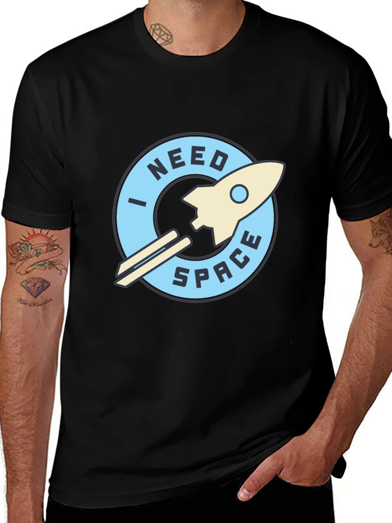 I Need Space Black Graphic T-Shirt