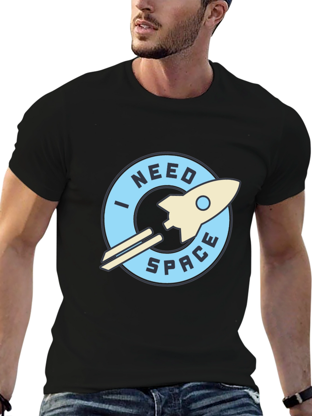 I Need Space Black Graphic T-Shirt